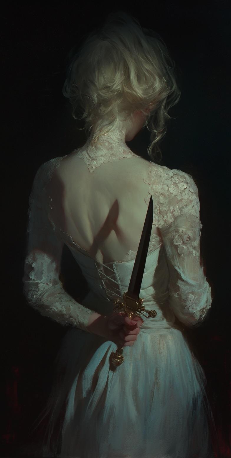 a girl with knife